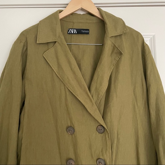 Zara OVERSIZED BUTTONED TRENCH COAT in Oil color size M - Picture 7 of 14